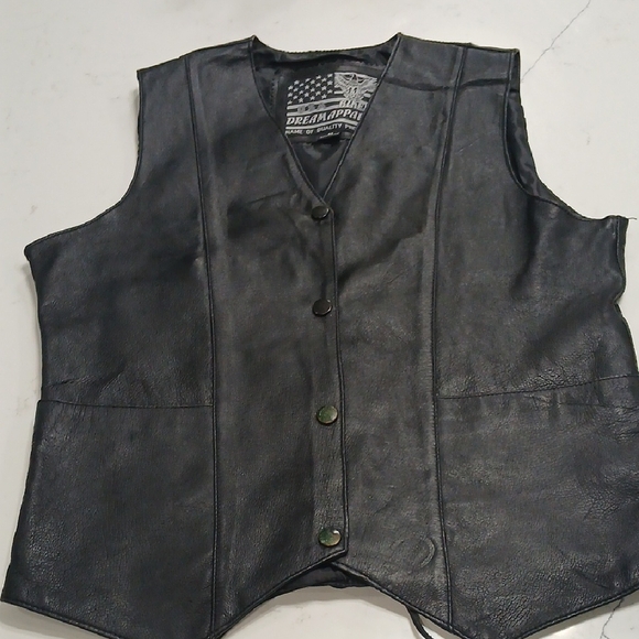 Black Leather Vest, Pre-owned, Good Conditions, Sz M, - Picture 1 of 8